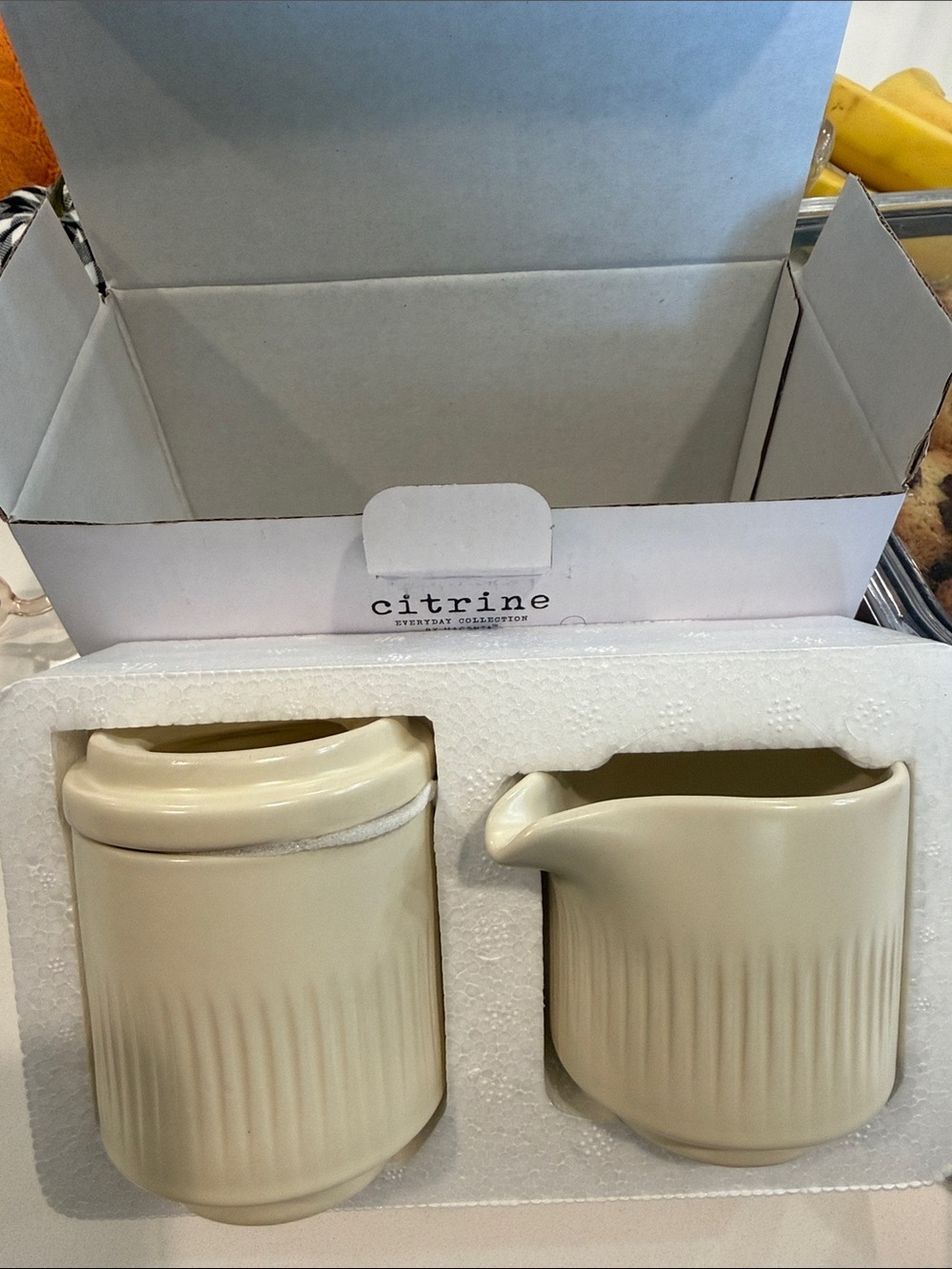 Cream Ceramic Sugar and Creamer Set